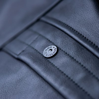 Stone Island Texture Leather 壓紋連帽皮衣 黑8