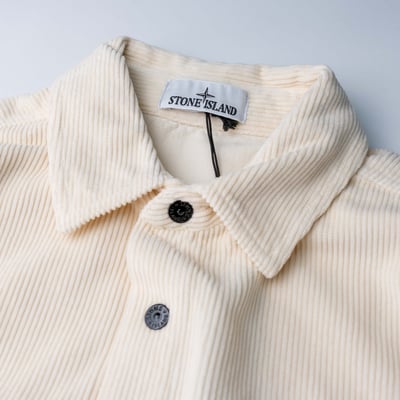 Stone Island 燈芯絨寬鬆襯衫外套 象牙白3