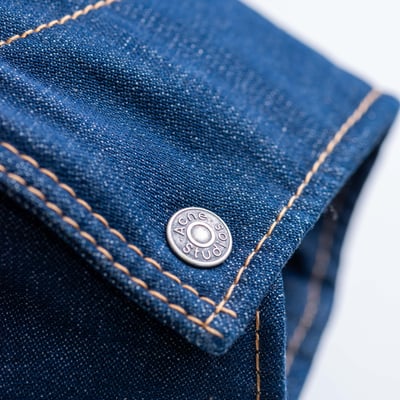 Acne Studios 羊皮皮領丹寧寬短外套 丹寧藍7