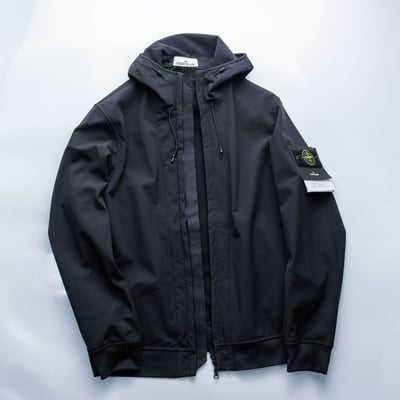 Stone Island Soft shell 刷絨連帽軟殼外套 黑2