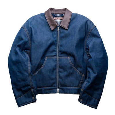 Acne Studios 羊皮皮領丹寧寬短外套 丹寧藍1