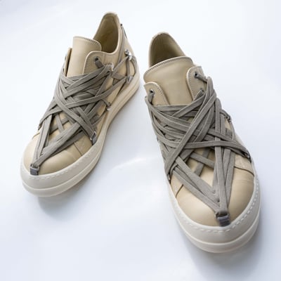 Rick Owens 主線 小牛皮 Megalace 麂皮 Ramones 奶白4