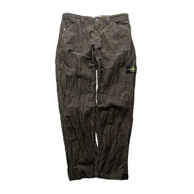 Stone Island 抓皺尼龍燈芯絨放鬆長褲 軍綠1