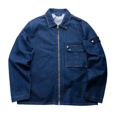 Stone Island 丹寧襯衫 水洗藍1