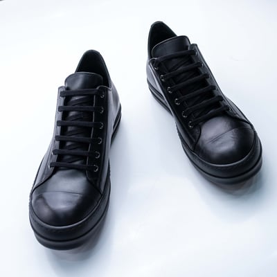 Rick Owens 主線 Ramones 低筒小牛皮 Black/black/black3