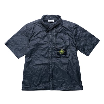 Stone Island 巴拿馬尼龍短袖襯衫 黑1