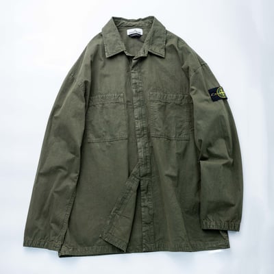 Stone Island 112WN 抗撕裂水洗工作襯衫 軍綠3