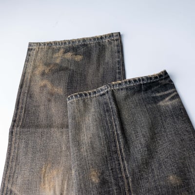 Neighborhood 寬版破壞水洗牛仔褲 黑9