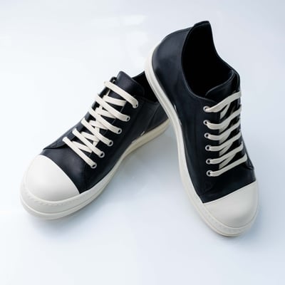 Rick Owens 主線 Ramones 作舊低筒皮鞋 黑色9