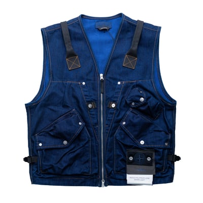 Stone Island Denim 丹寧系列 尼龍丹寧背心 藍1