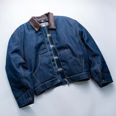 Acne Studios 羊皮皮領丹寧寬短外套 丹寧藍3