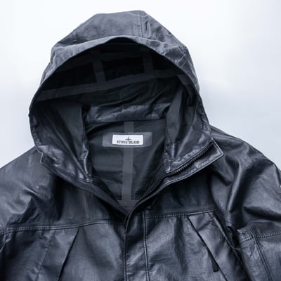 Stone Island 白標 阮經天同款 輕量皮革中長版外套 碳灰9