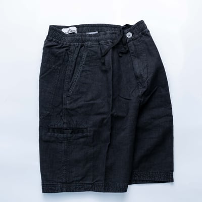 Stone Island Lino nylon Tela-tc 亞麻科技纖維短褲 黑4