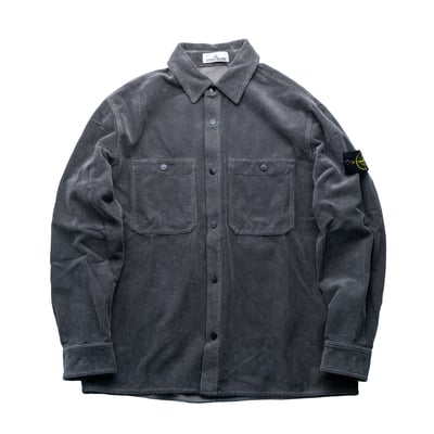 Stone Island 寬鬆壓扣燈芯絨襯衫外套 水泥灰1