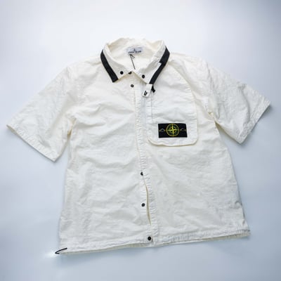 Stone Island 巴拿馬有機尼龍短袖襯衫 象牙白3