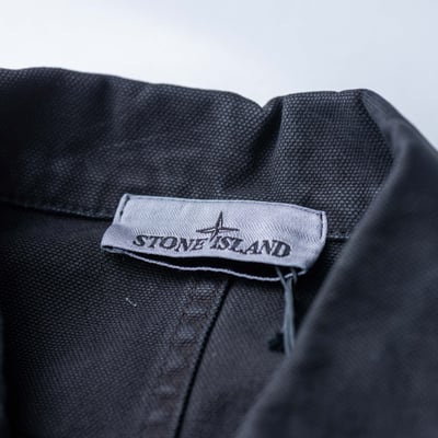 Stone Island 巴拿馬棉立領水洗襯衫外套 黑8