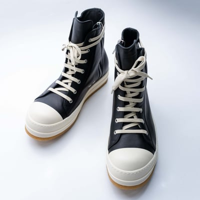 Rick Owens 主線 Creep 高筒小牛皮 白頭 黑9