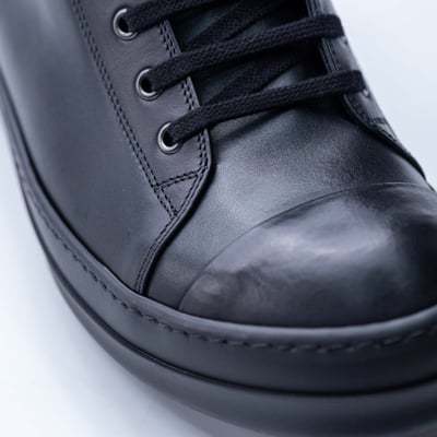 Rick Owens 主線 Ramones 低筒小牛皮 Black/black/black6