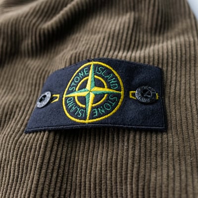 Stone Island 寬鬆壓扣燈芯絨襯衫外套 軍綠6