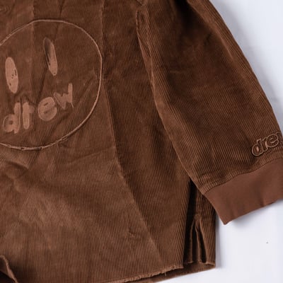 [ Drew House ]  燈絨蕊刺繡笑臉帽T 棕色4