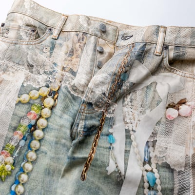 Acne Studios 3D印刷破壞彎刀牛仔褲 藍4