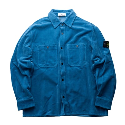 Stone Island 燈芯絨寬鬆襯衫外套 藍1