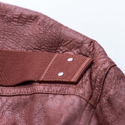 Rick Owens 主線 做舊破壞拼接皮外套 棕色7