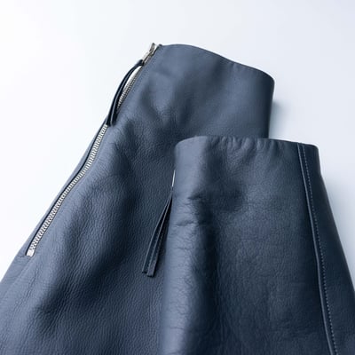 Lemaire 寬短皮衣 灰藍色5