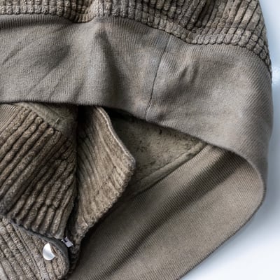 Rick Owens DRKSHDW 燈芯絨連帽長版飛行員外套 塵色5