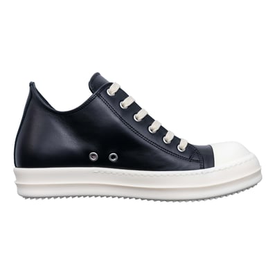 Rick Owens 主線 小牛皮低筒白頭 黑2