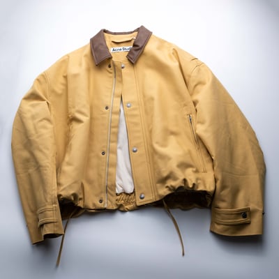 Acne Studios 皮領底特律寬短夾克 卡其3