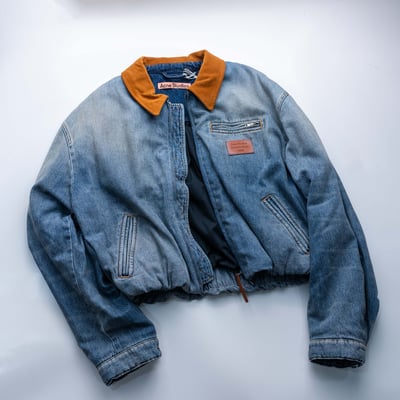 Acne Studios 牛皮領寬短丹寧外套 藍3
