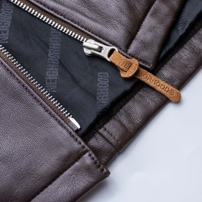 Neighborhood 皮夾克 棕色8