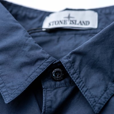 Stone Island 刺繡工裝薄襯衫 深藍7