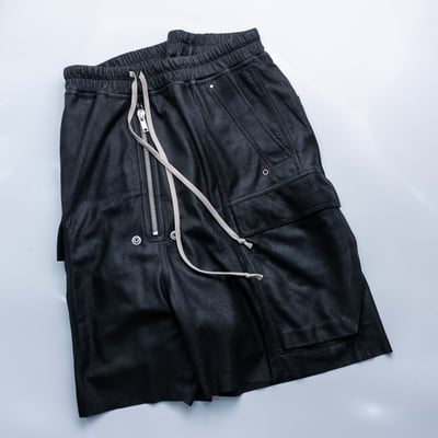 Rick Owens 主線 Cargobela 羊皮工裝短褲 黑3