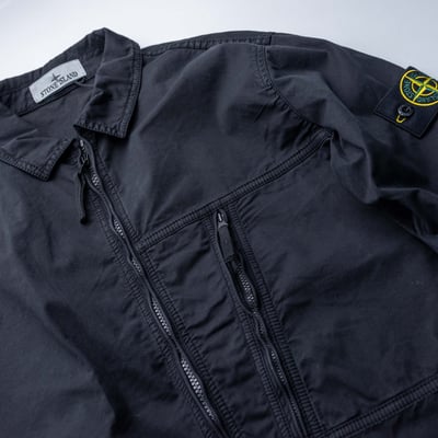Stone Island 拉鍊襯衫外套 黑4