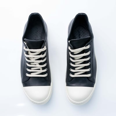 Rick Owens 主線 Ramones 作舊低筒皮鞋 黑色3