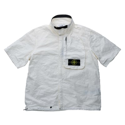 Stone Island 巴拿馬有機尼龍短袖襯衫 象牙白1