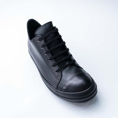 Rick Owens 主線 Ramones 低筒小牛皮 Black/black/black5