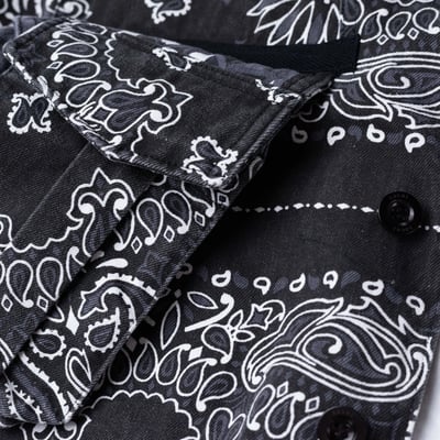 [ Sacai ] Bandana-print cotton-canvas shirt 變形蟲工作外套 黑色4