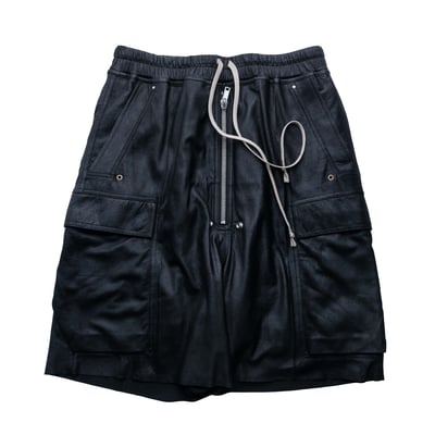 Rick Owens 主線 Cargobela 羊皮工裝短褲 黑1