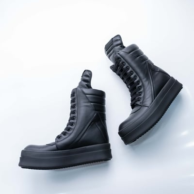Rick Owens 主線 小牛皮 Mega Geobasket 高筒 黑色5