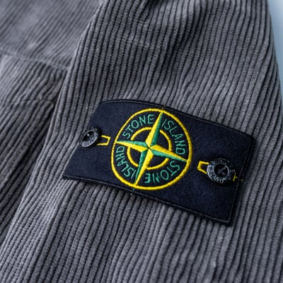 Stone Island 寬鬆壓扣燈芯絨襯衫外套 水泥灰5