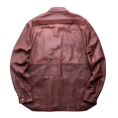 Rick Owens 主線 做舊破壞拼接皮外套 棕色2