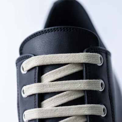 Rick Owens 主線 小牛皮低筒白頭 黑7