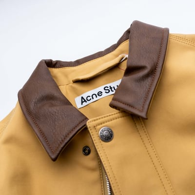 Acne Studios 皮領底特律寬短夾克 卡其4