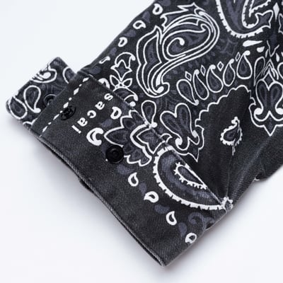 [ Sacai ] Bandana-print cotton-canvas shirt 變形蟲工作外套 黑色5