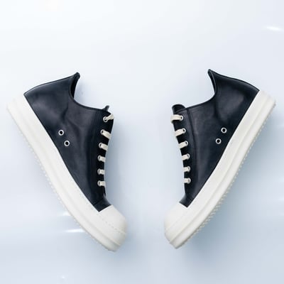 Rick Owens 主線 Ramones 作舊低筒皮鞋 黑色11