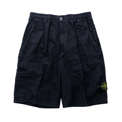 Stone Island Lino nylon Tela-tc 亞麻科技纖維短褲 黑1
