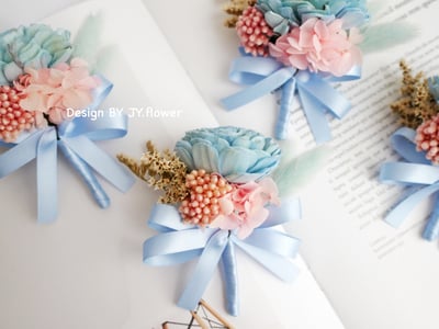 索拉乾燥花胸花【寧靜粉藍】3